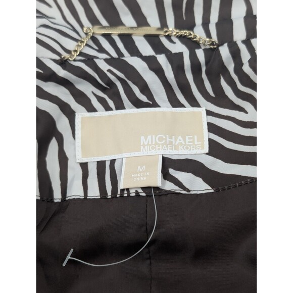 Michael Kors Packable Brown White Zebra Zip Up Lightweight Puffer Vest Size M - Picture 5 of 9